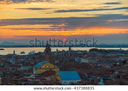 View of Basilica di Santa Maria della Salute  under sunset,Venice, Italy
