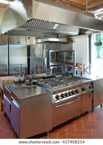 Typical kitchen of a restaurant not in operation