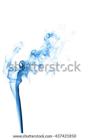 Abstract blue smoke on white background from the incense sticks