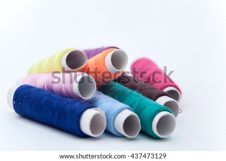 Many color thread, String, Cord, Hank, Strand on the white background