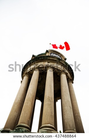 Clock tower in Victoria Park in Kitchener Waterloo Ontario Royalty-Free Stock Photo #437488864
