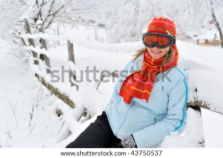  young beautiful woman outdoor in the snow