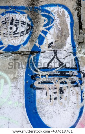 Beautiful street art of graffiti. Abstract color creative drawing fashion on walls of city. Urban contemporary culture. Title paint on walls. Culture youth protest. ABSTRACT PICTURE