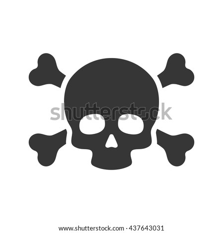 Skull and Crossbones Icon on White Background. Vector illustration