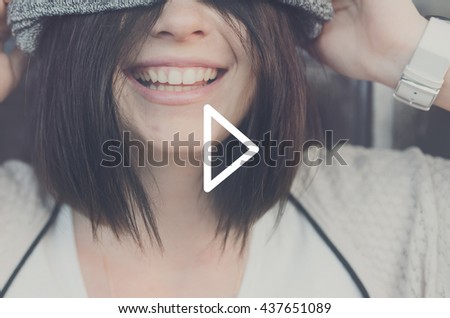 Woman Smiling Laughing Happiness Concept