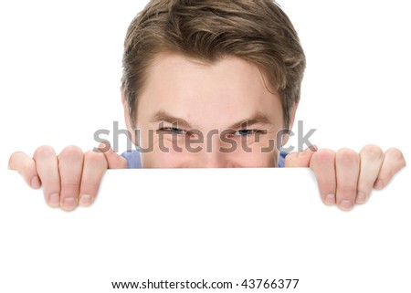Man holding blank billboard