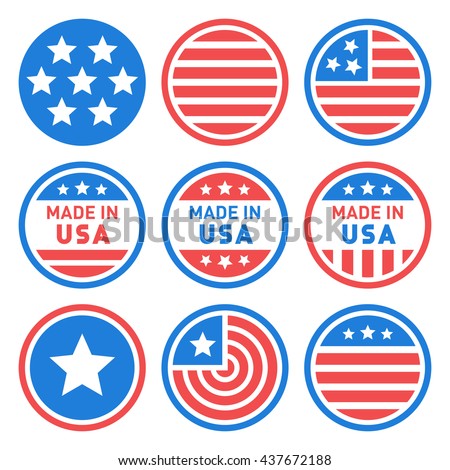 Made in USA Labels Set. Vector illustration