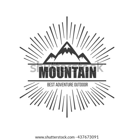 Hipster mountain logo. Hipster badge. Adventure hipster logo.