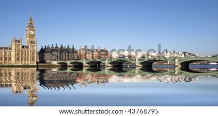 Westminster bridge panorama view in London, UK