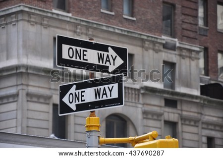 One way street signs in NYC