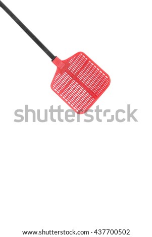 red fly swatter,  Object made of plastic on white background