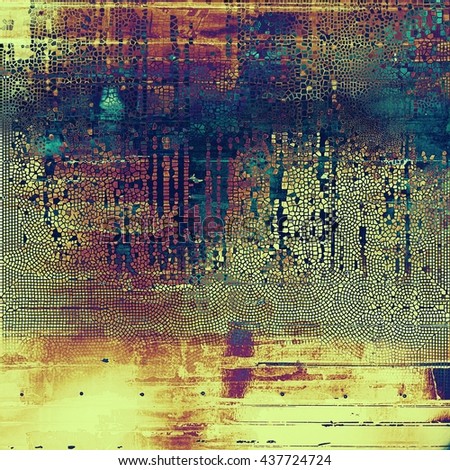 Colorful grunge texture or background with vintage style elements and different color patterns: yellow (beige); brown; blue; red (orange); purple (violet); pink