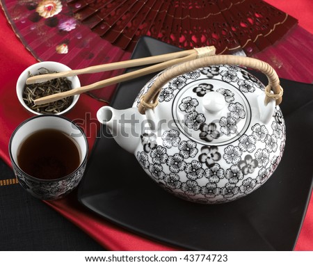 Chinese tea in a red deco atmosphere (large format photography)