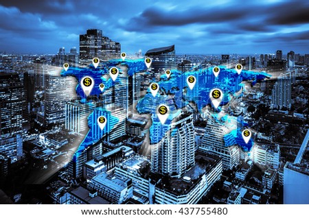 Business concept, city scape and Global business connection technology