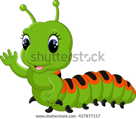 Funny caterpillar runs on a tree branch