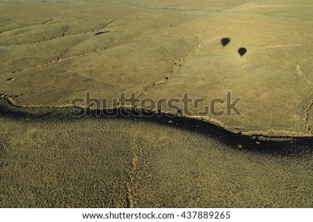 aerial photograph of the new mexico landscape photographed from a hot air balloon while flying over the rio grande gorge
