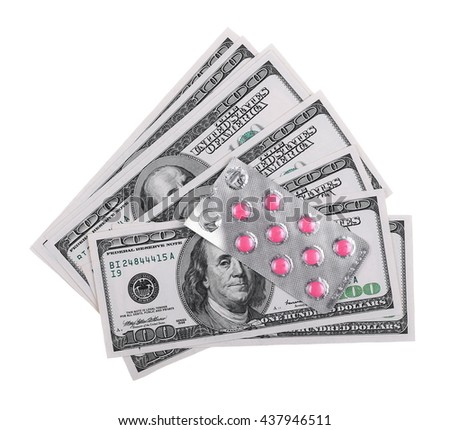 100 hundred dollars and tablets isolated on white background, with clipping path