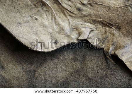 Background made from cow leather, suitable for modeling and fashion industry. Close-up
