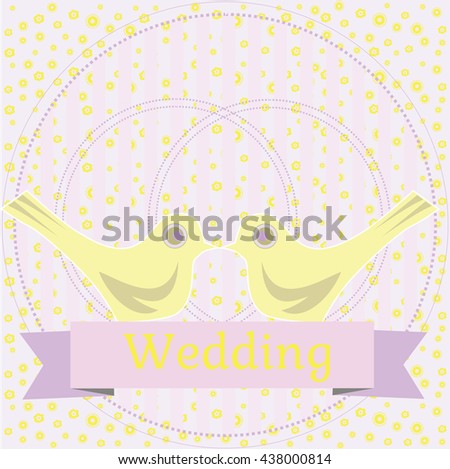 Vector wedding illustration of two doves sitting on a heart, Wedding doves Love, wedding backgrounds, Cute birds of the world, wedding rings for the wedding