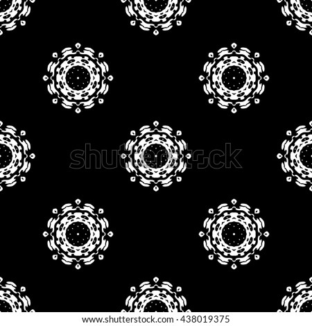 Abstract black and white ornament seamless pattern for wallpapers and background.