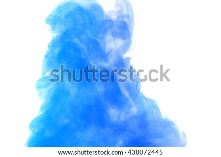 Abstract blue water vapor on a white background. Texture. Design elements. Abstract art. Steam the humidifier. Macro shot.