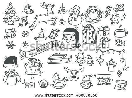 Set of Christmas doodle