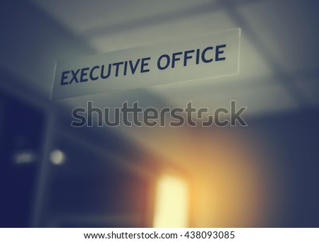 Executive office signed on the mirror door, conceptual