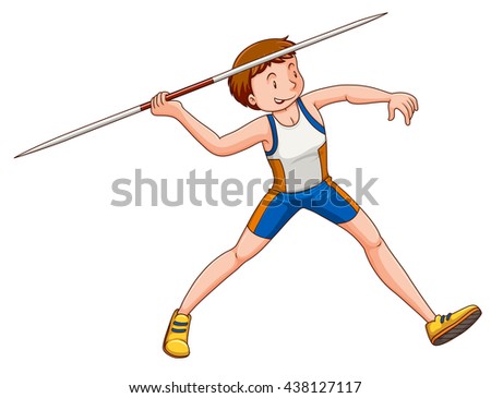Man athlete doing javelin illustration