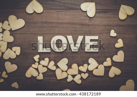 word love made up with wooden letters on the table