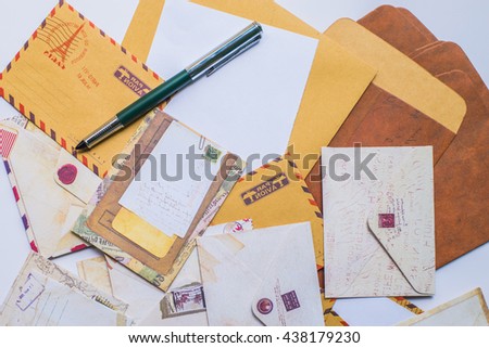 Background with envelopes and pen