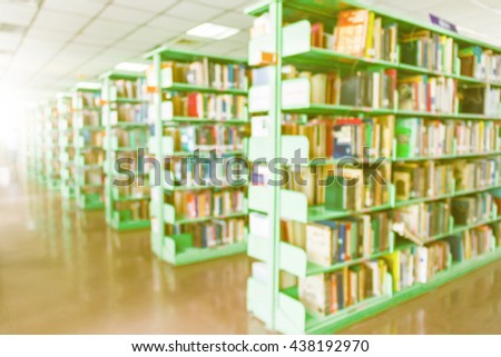 Blur image of library ,use for background.( On vintage tone )
