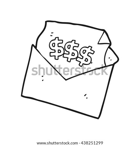 freehand drawn black and white cartoon bill letter