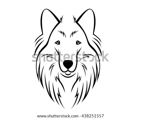Dog Breed Line Art Logo - Collie