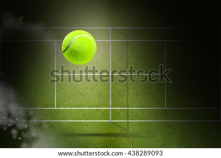 Tennis ball with a syringe against focus of tennis field