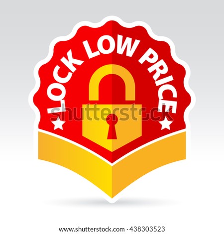 Label pointer with lock and text - lock low price. Vector illustration.
