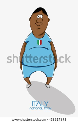 Cartoon football player in national team colors of Italy