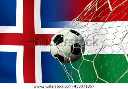 Football competition between national teams,  Iceland and Hungary