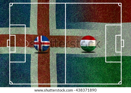 Football competition between national teams,  Iceland and Hungary
