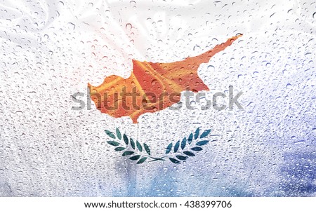 Cypress flag with watter drops, rainy weather