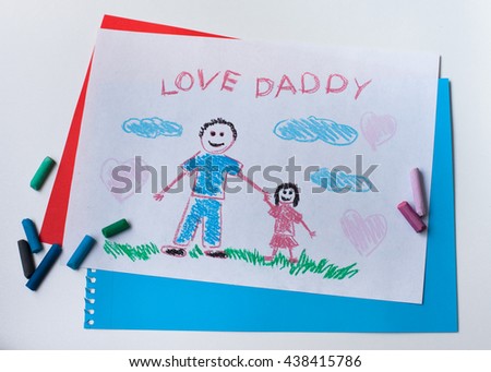 A child's drawing. Greetings happy father's Day