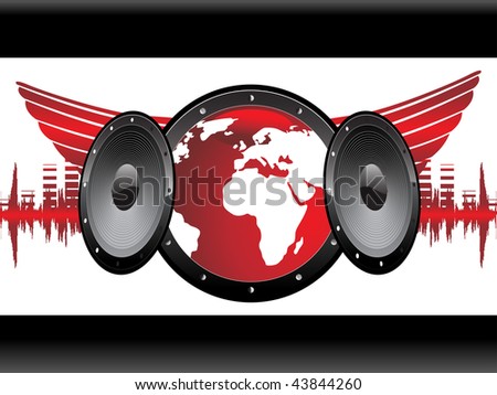 vector illustration of musical background with vinyl