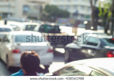 Abstract blur of traffic jam on road city