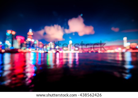 Abstract Bokeh Hong Kong City background in vintage color tone
