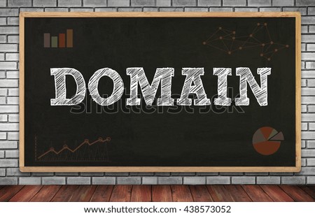 DOMAIN on brick wall and chalkboard background