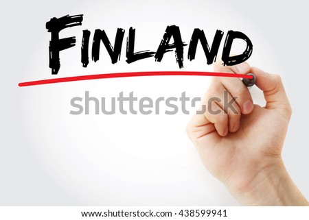 Hand writing Finland with marker, business concept background