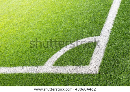 Football field corner with artificial grass