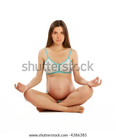 The pregnant female on a white background