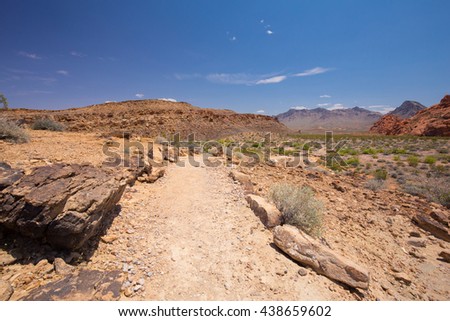 Beautiful cinematic deserted nature view under the blue cloudless sky in American West.