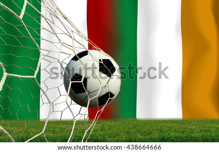 Football competition between national teams Italy  and Ireland.