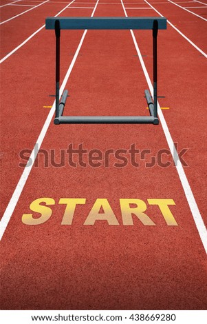 Run Track at Stadium with Barrier and Start Word